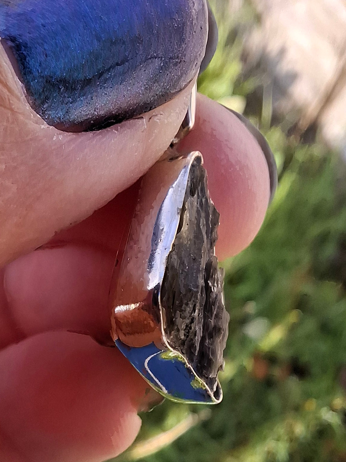 Moldavite Pendant, 925 Silver, Tektite (Ref: P8)