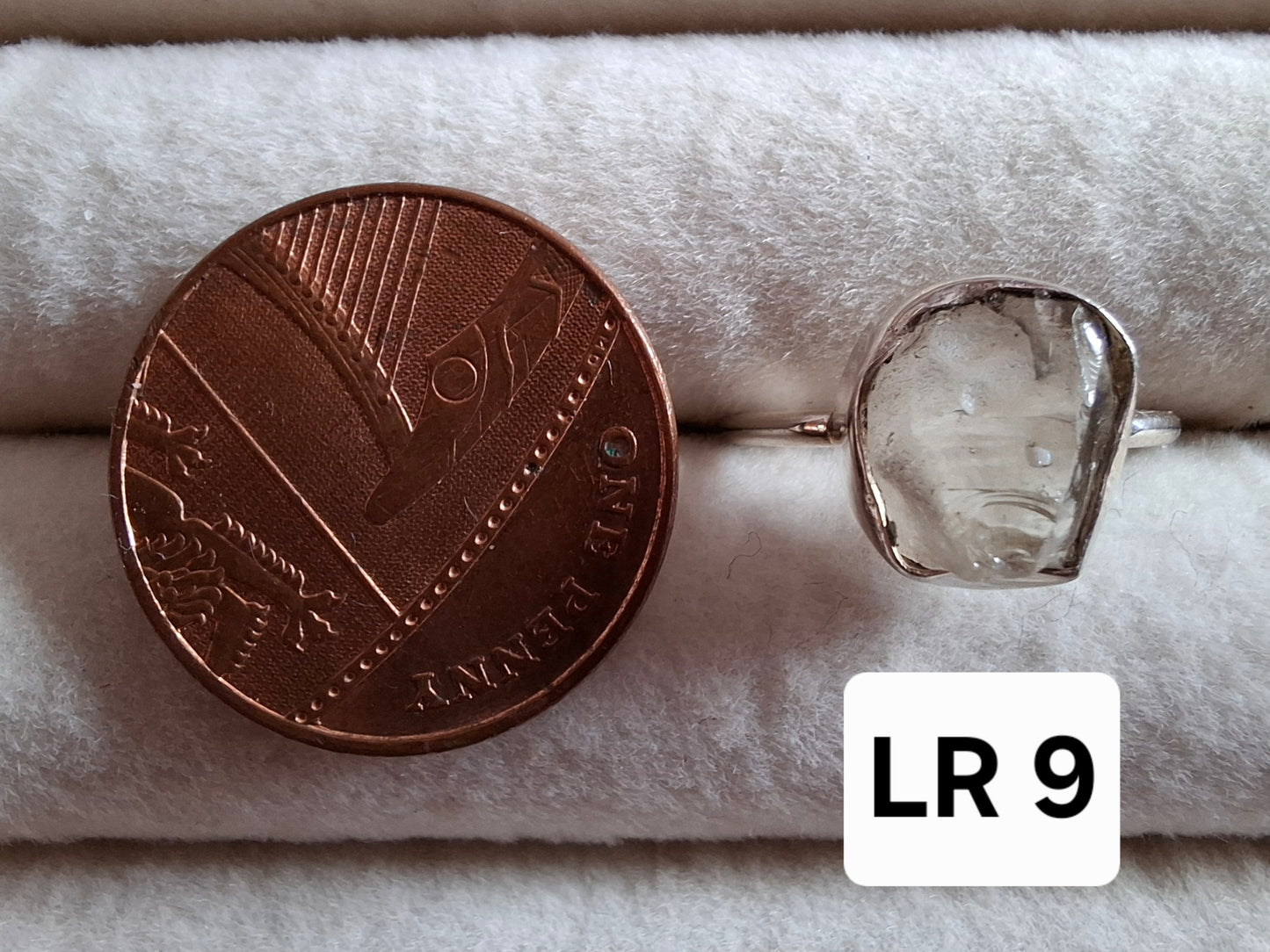 Libyan Desert Glass Ring, size large J, 925 Silver, Tektite (Ref: LR9)