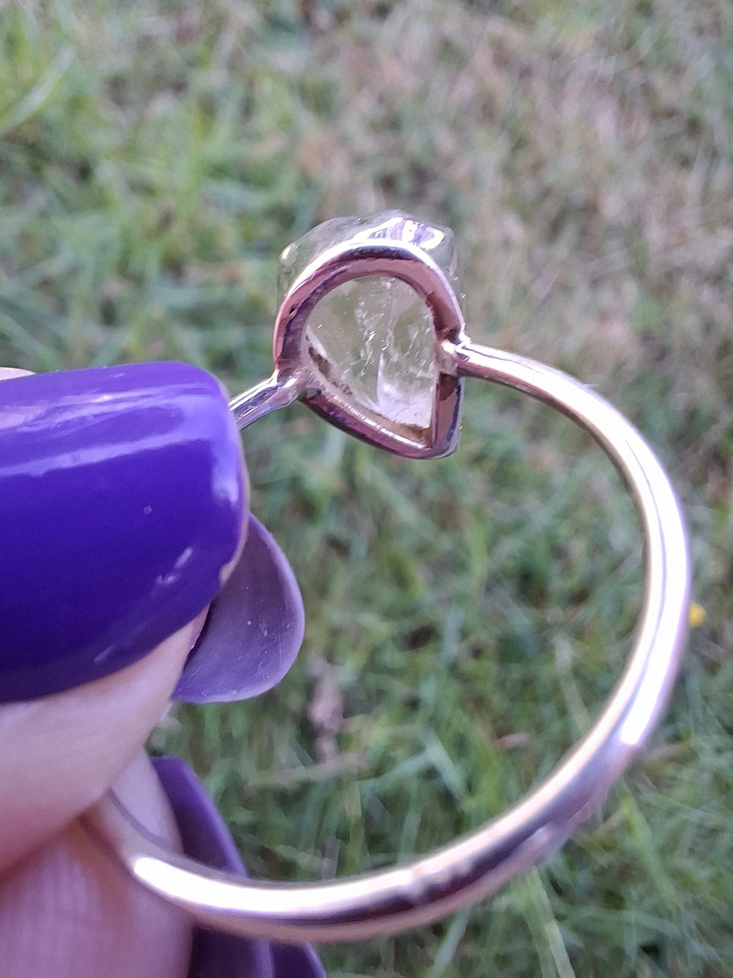 Libyan Desert Glass Ring, size large T, 925 Silver, Tektite (Ref: LR48)