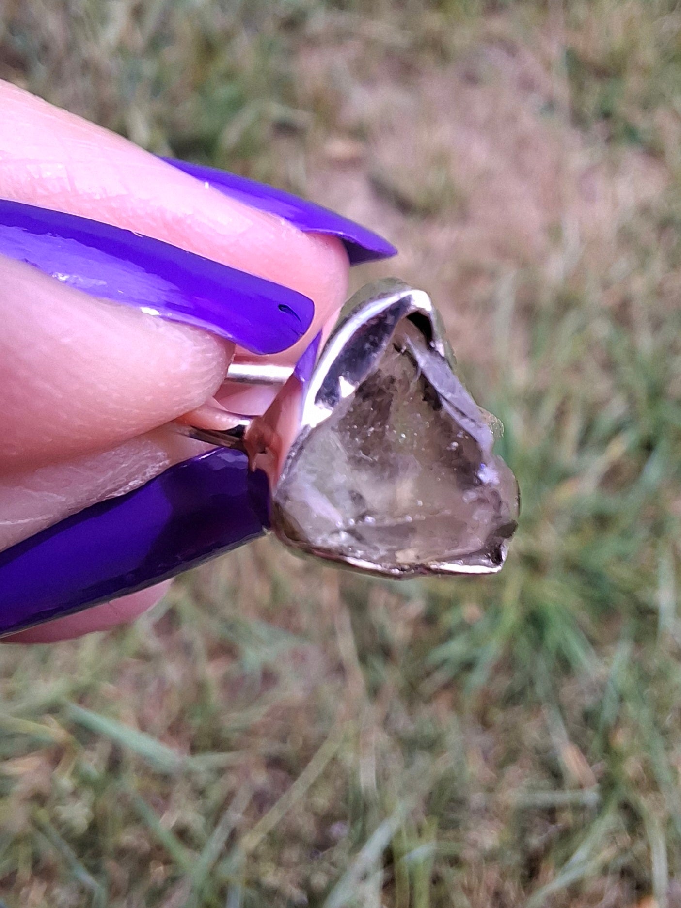 Libyan Desert Glass Ring, size large G, 925 Silver, Tektite (Ref: LR2)