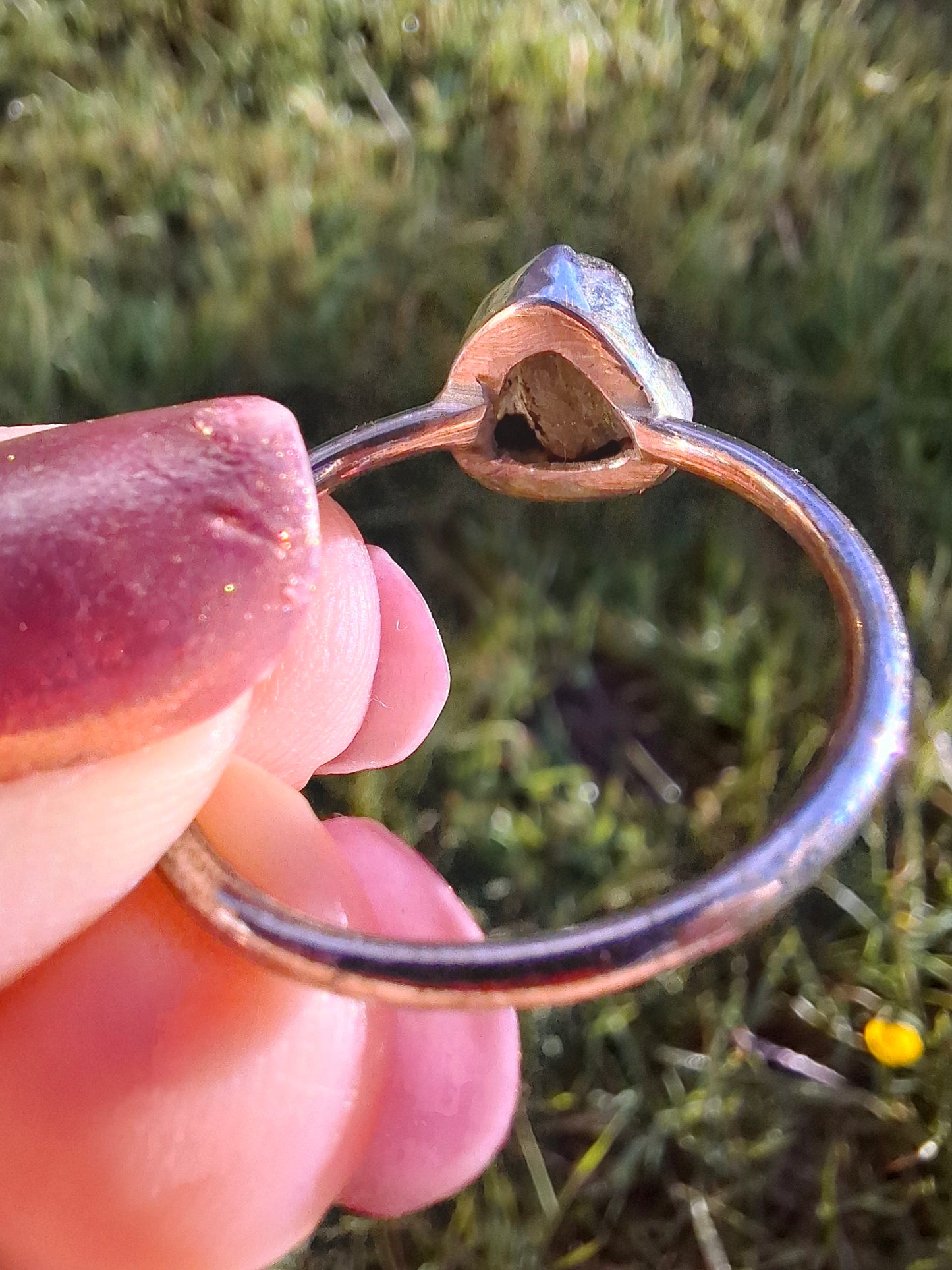Moldavite Ring, size small X, 925 Silver, Tektite (Ref: R33)