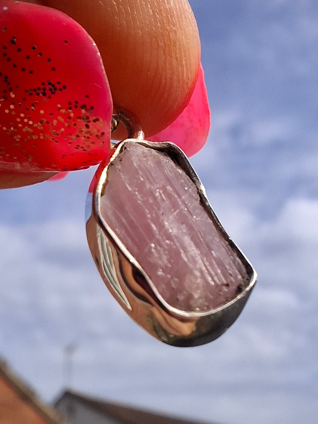 Pink Tourmaline Pendant, 925 Silver, Crystal (Ref: PT69)