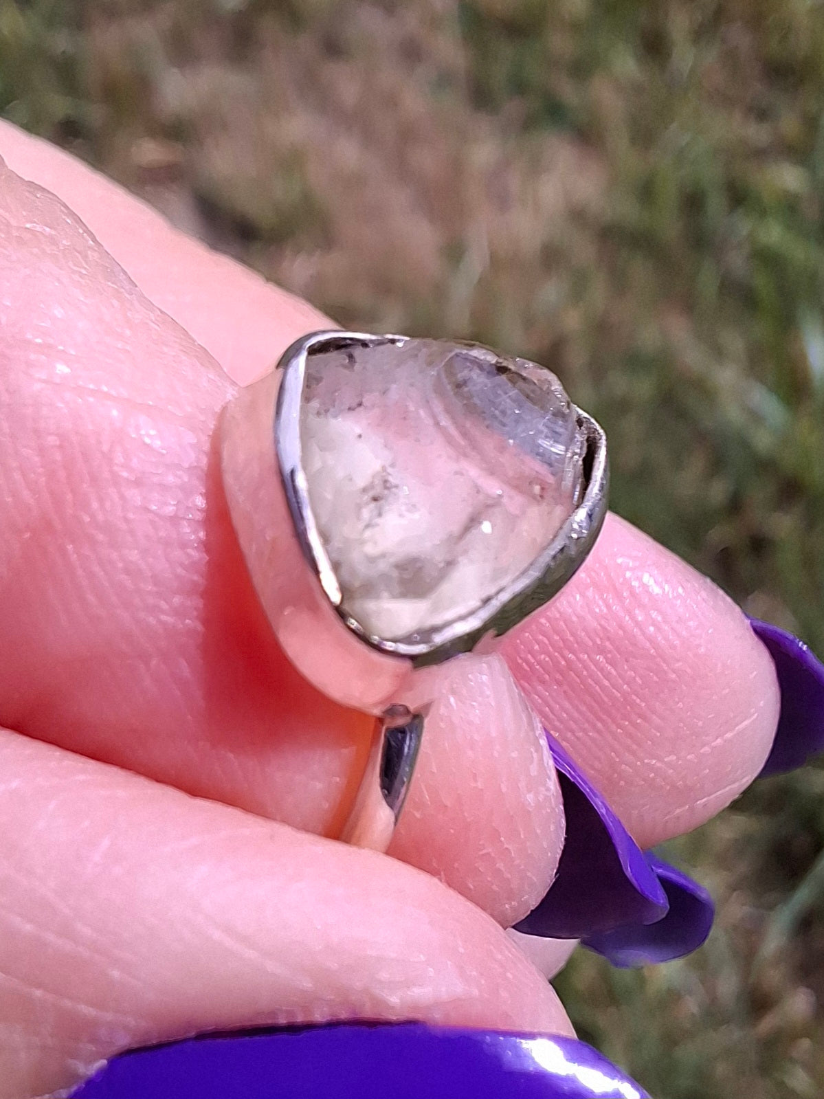 Libyan Desert Glass Ring, size large G, 925 Silver, Tektite (Ref: LR3)