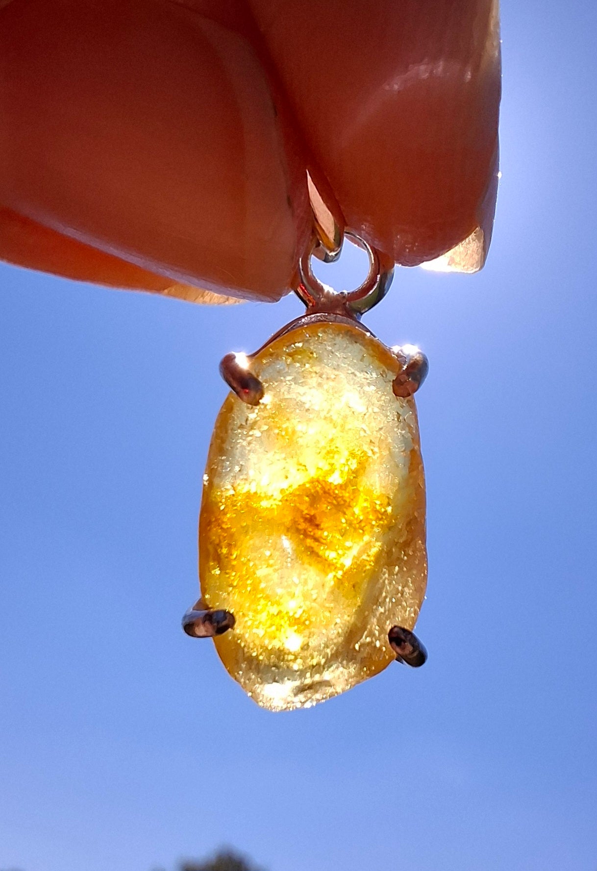 Baltic Amber Pendant, 925 Silver, Fossil (Ref: AP23)