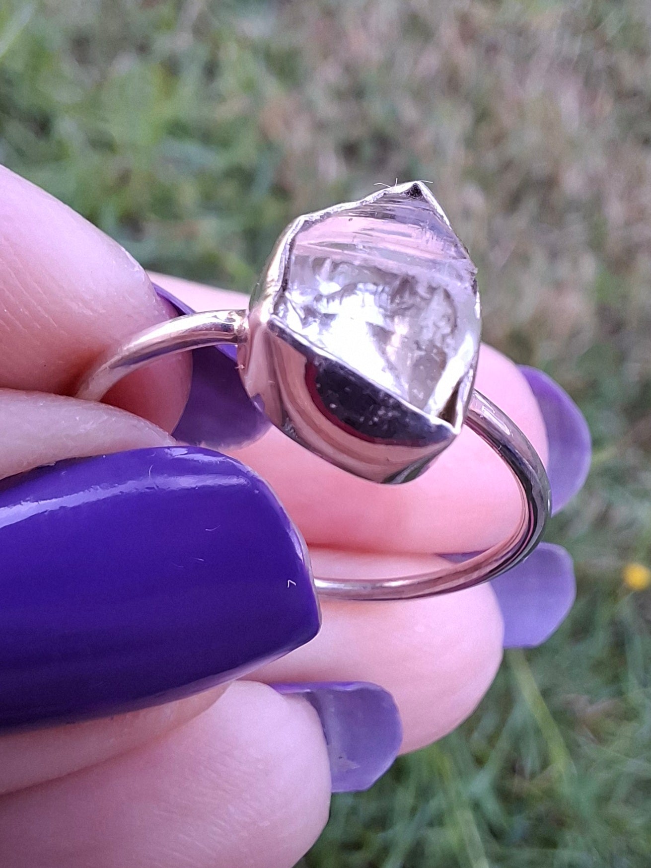 Libyan Desert Glass Ring, size large T/small U, 925 Silver, Tektite (Ref: LR51)