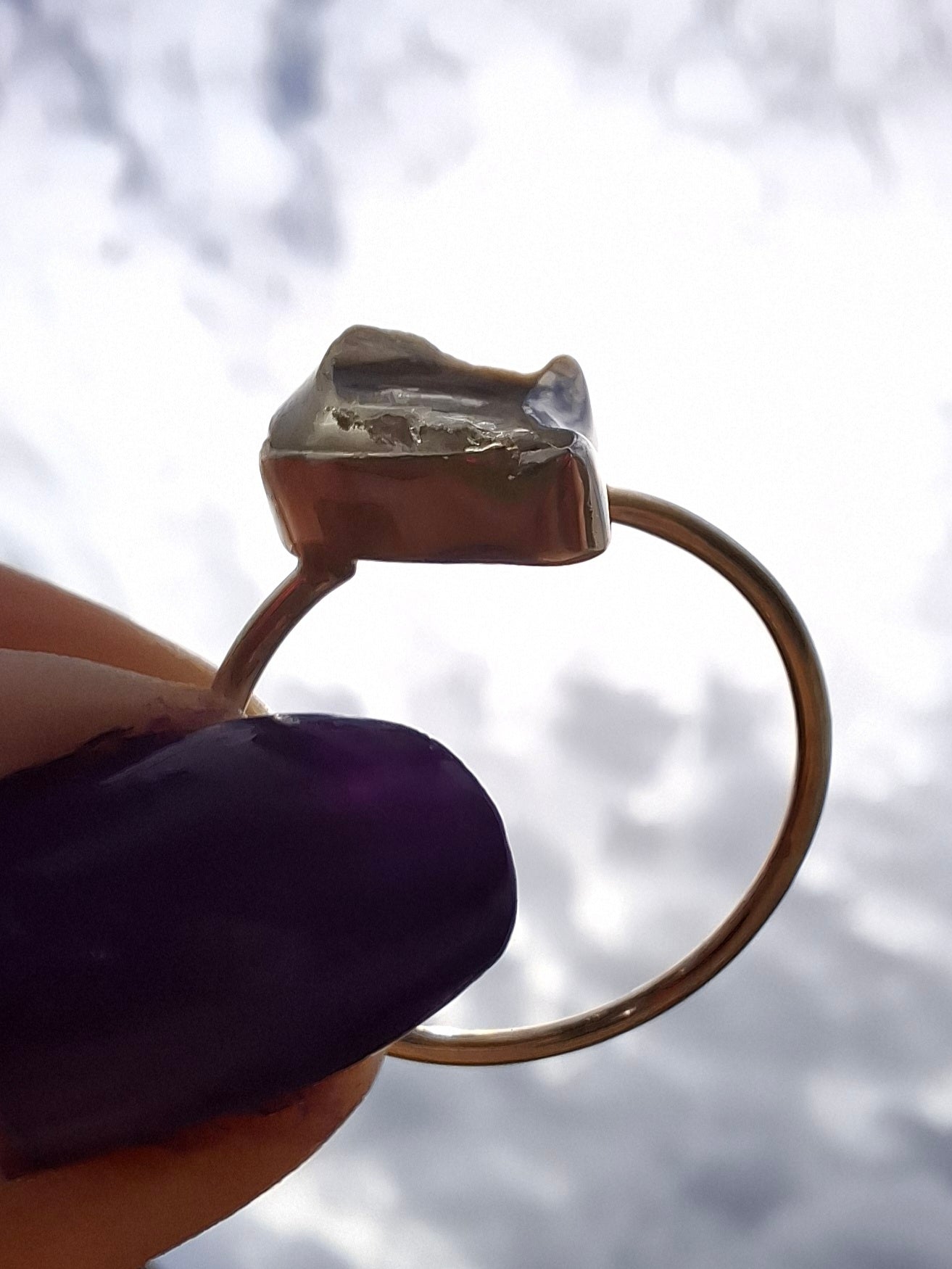 Libyan Desert Glass Ring, size large W, 925 Silver, Tektite (Ref: LR62)