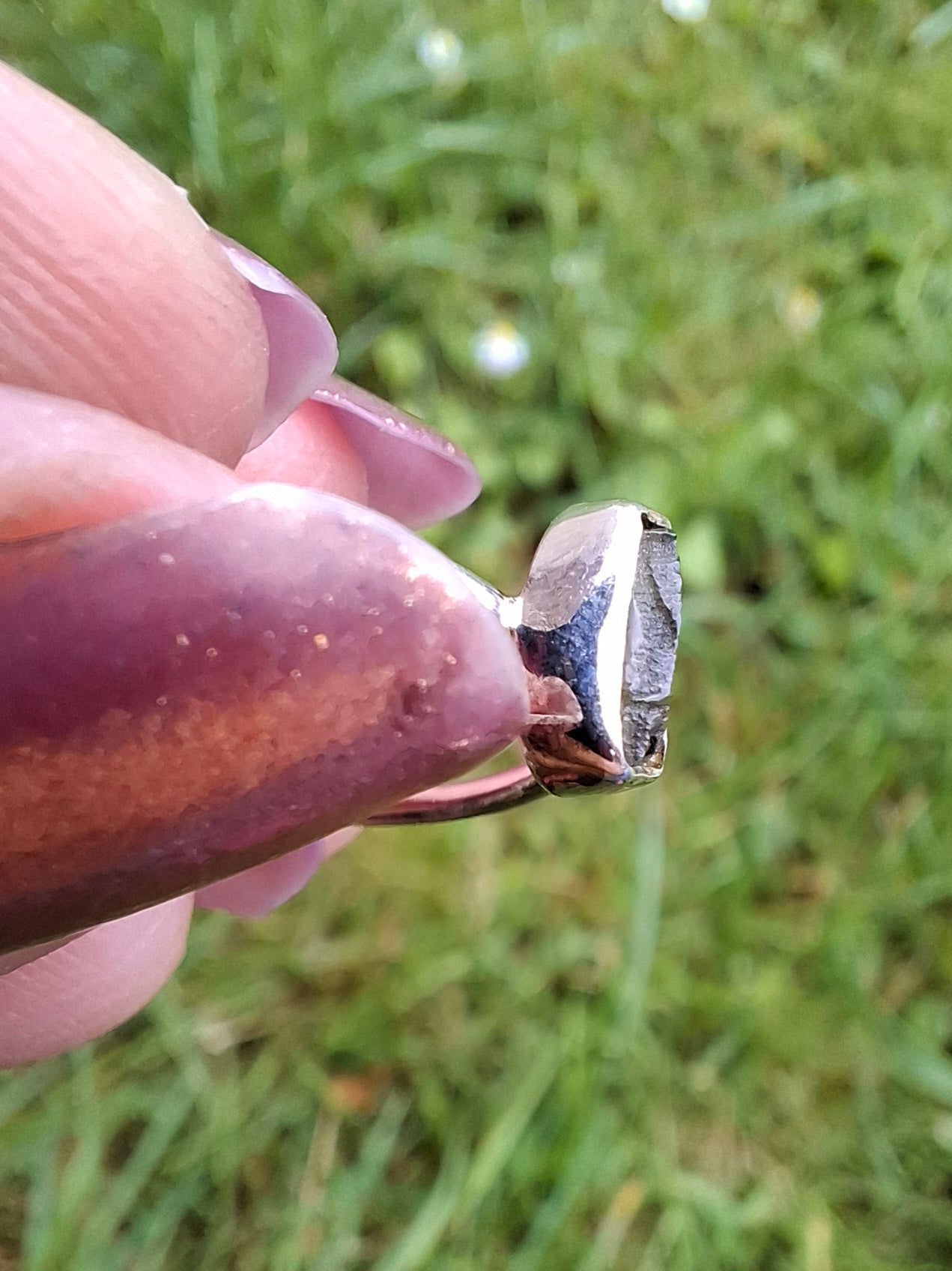 Moldavite Ring, size large T/small U, 925 Silver, Tektite (Ref: R71)