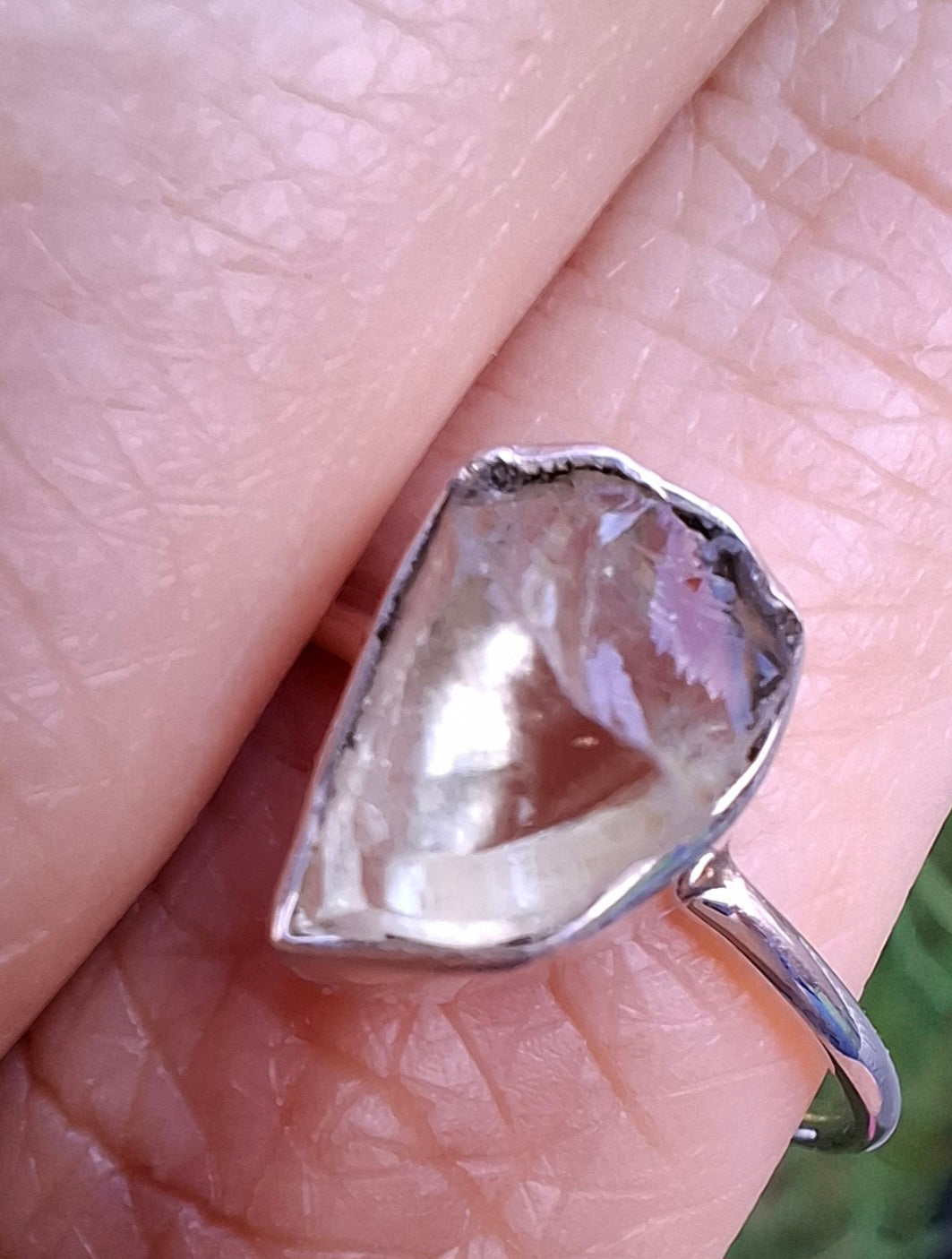 Libyan Desert Glass Ring, size large T, 925 Silver, Tektite (Ref: LR48)