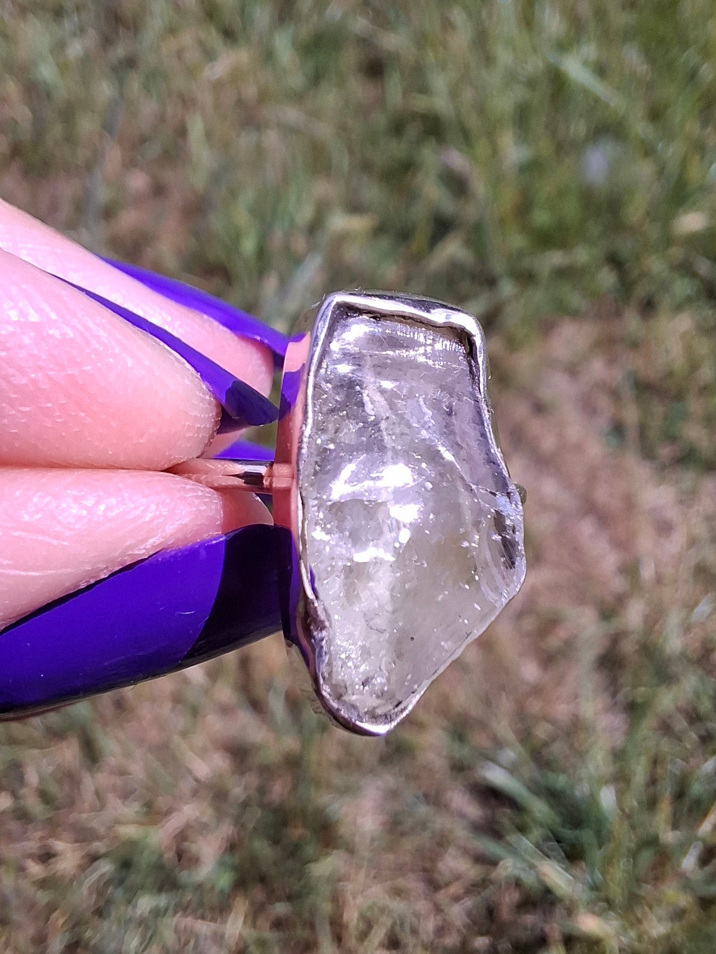 Libyan Desert Glass Ring, size large P, 925 Silver, Tektite (Ref: LR33)