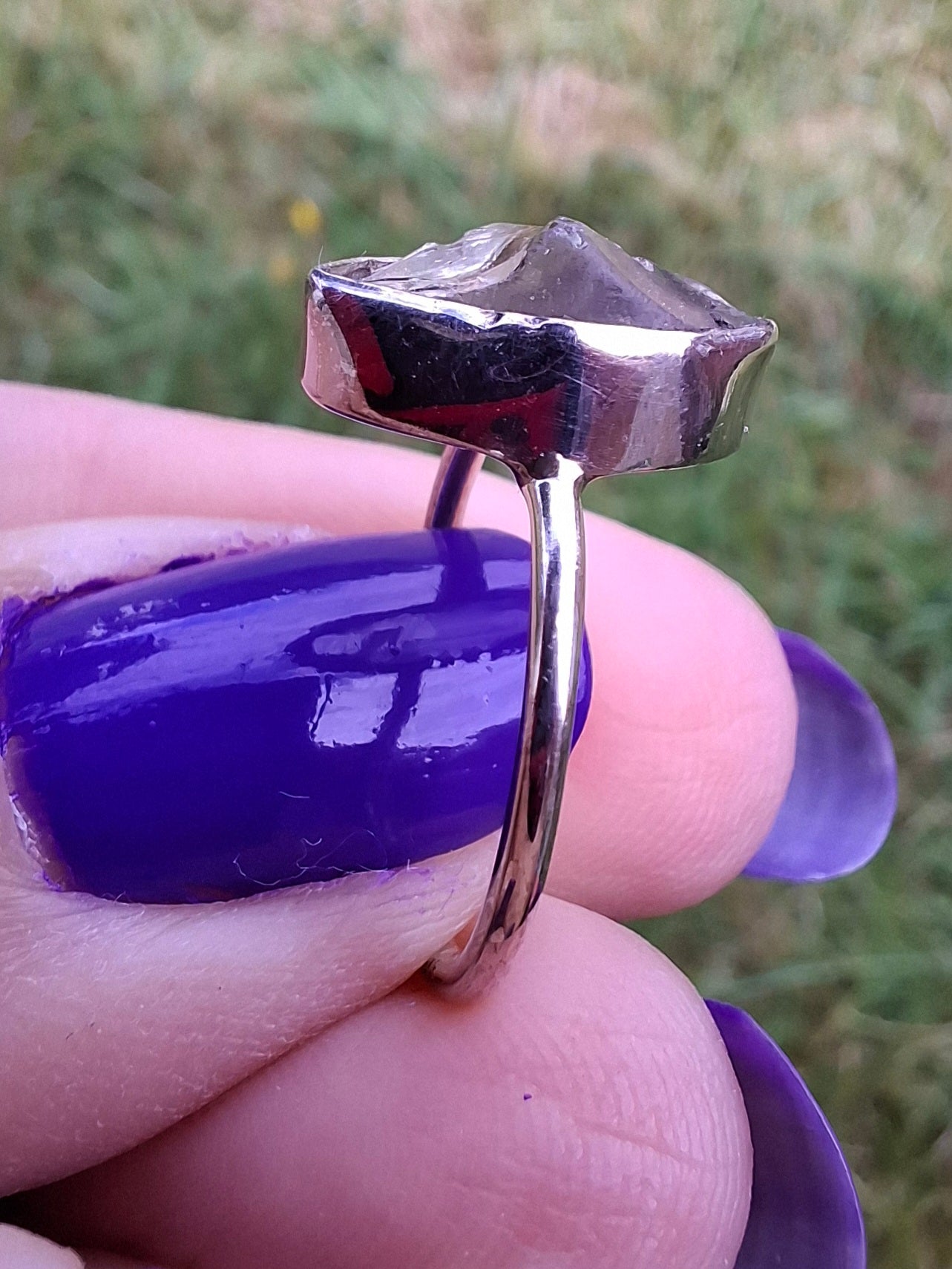 Libyan Desert Glass Ring, size J, 925 Silver, Tektite (Ref: LR6)