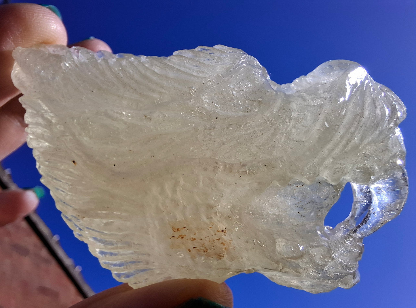 Libyan Desert Glass DRAGON HEAD Carving, 75.84g, Tektite (Ref: Dragon1)