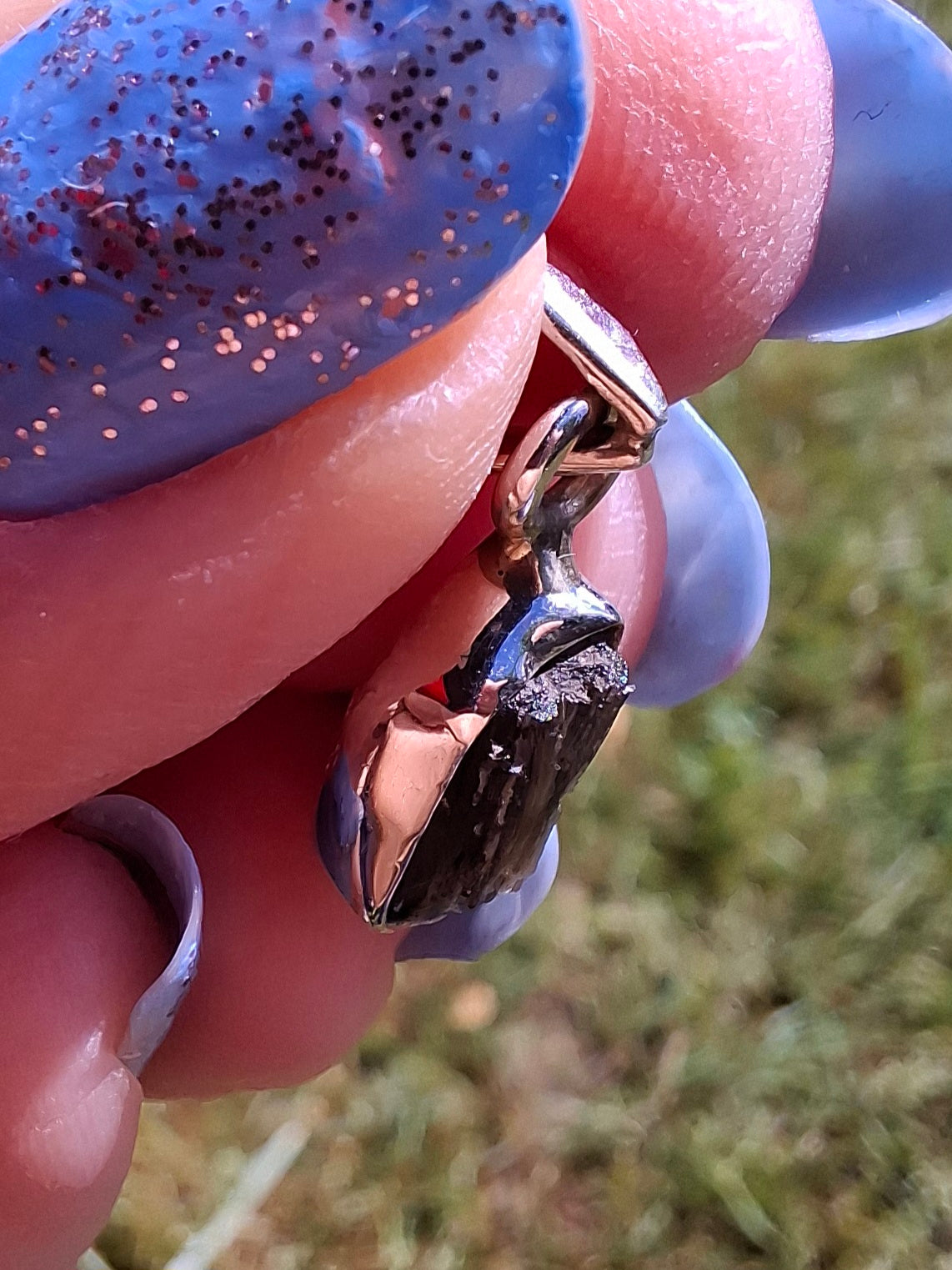 Moldavite Pendant, 925 Silver, Tektite (Ref: P91)