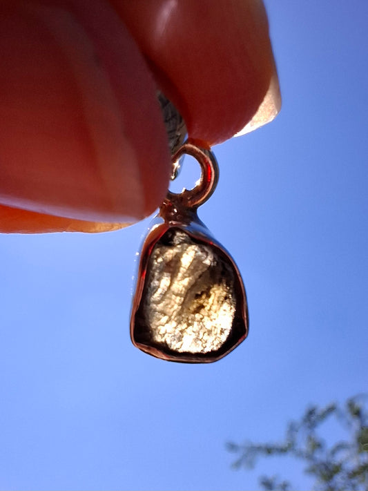 Moldavite Pendant, 925 Silver, Tektite (Ref: P40)