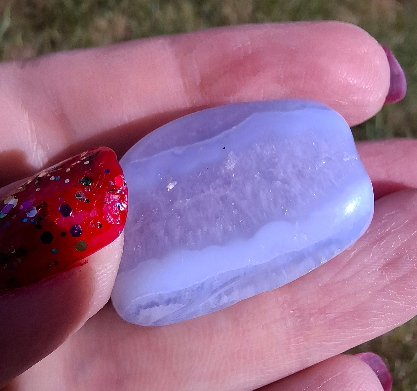Blue Lace Agate, Tumble Stone, Crystal (Ref: T145)