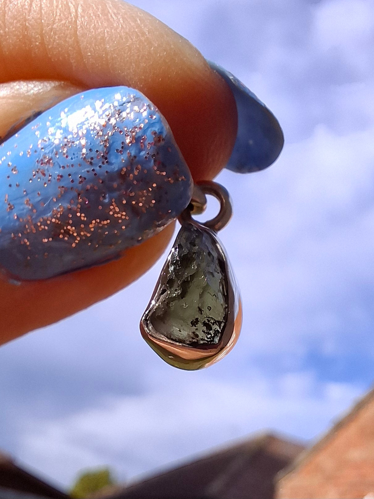 Moldavite Pendant, 925 Silver, Tektite (Ref: P51)
