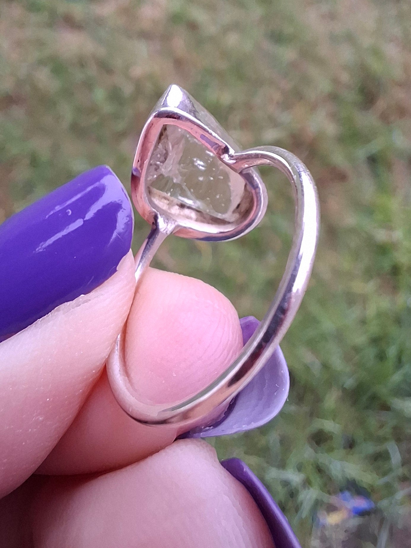 Libyan Desert Glass Ring, size large O, 925 Silver, Tektite (Ref: LR23)