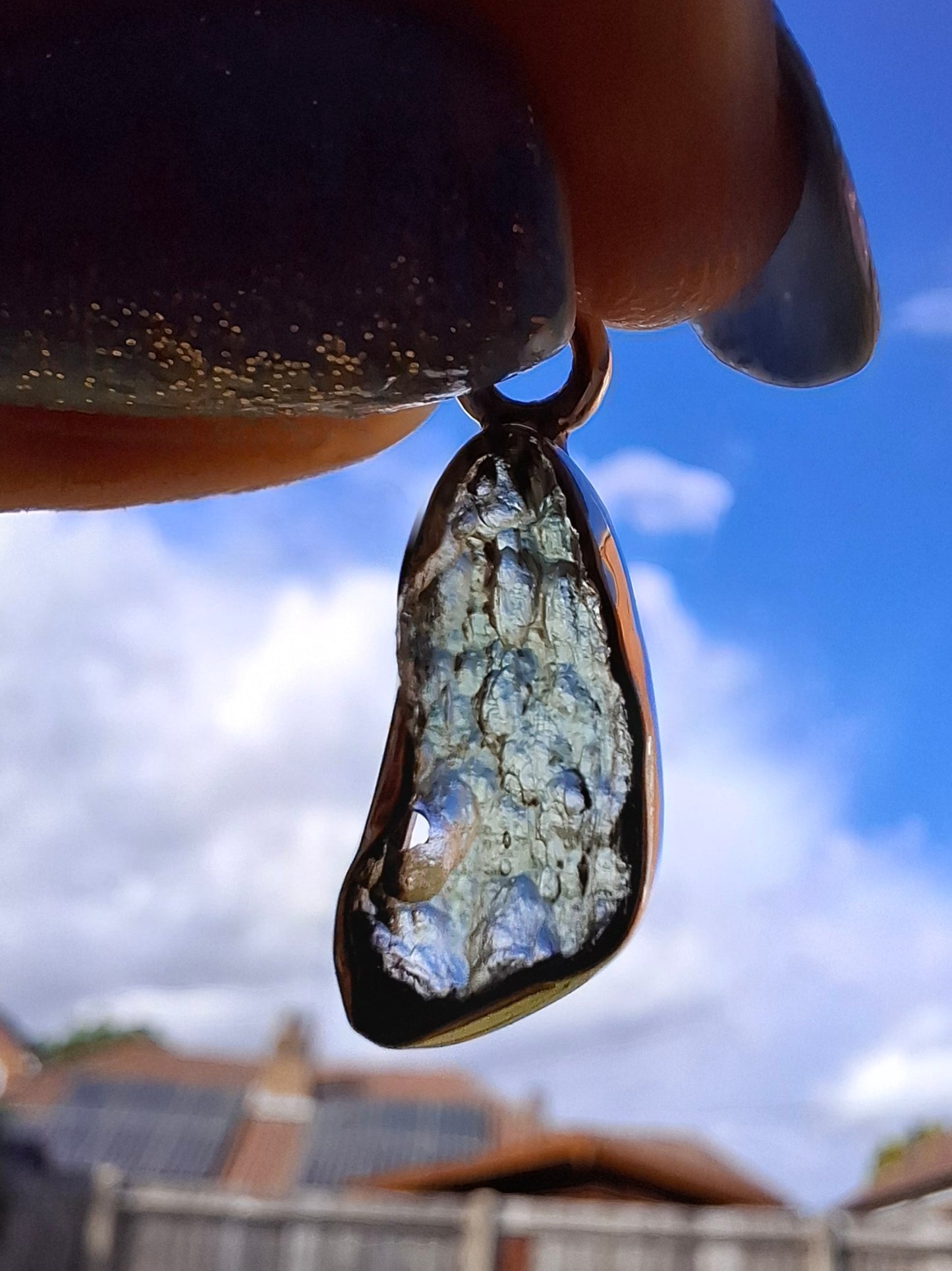 Moldavite Pendant, 925 Silver, Tektite (Ref: P94)