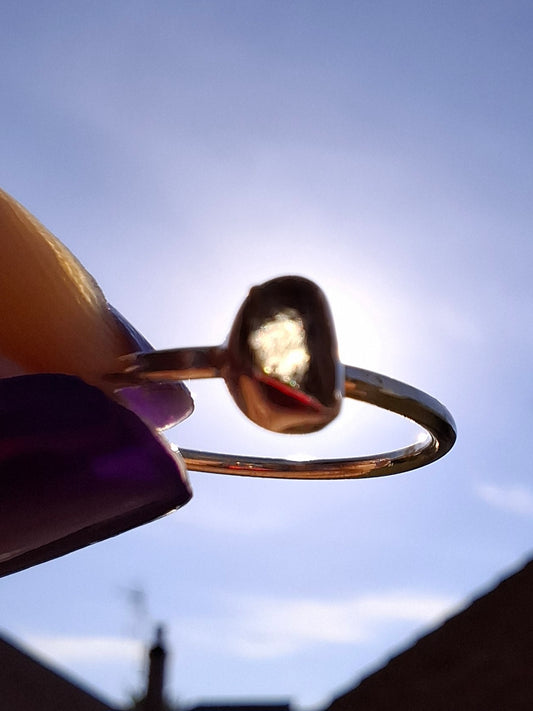 Moldavite Ring, size large M, 925 Silver, Tektite (Ref: R38)
