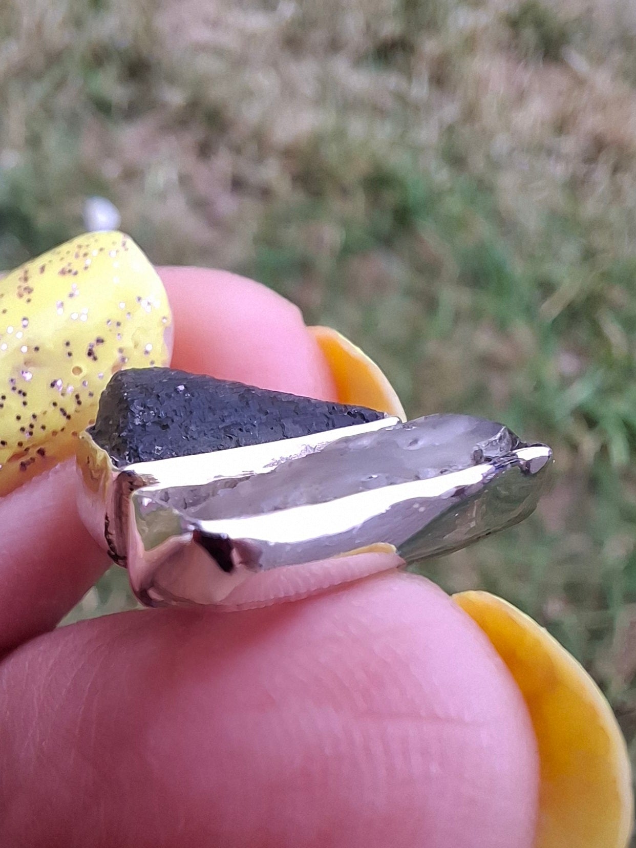 Moldavite & Libyan Desert Glass Pendant, 925 Silver, Tektite (Ref: MLP6)