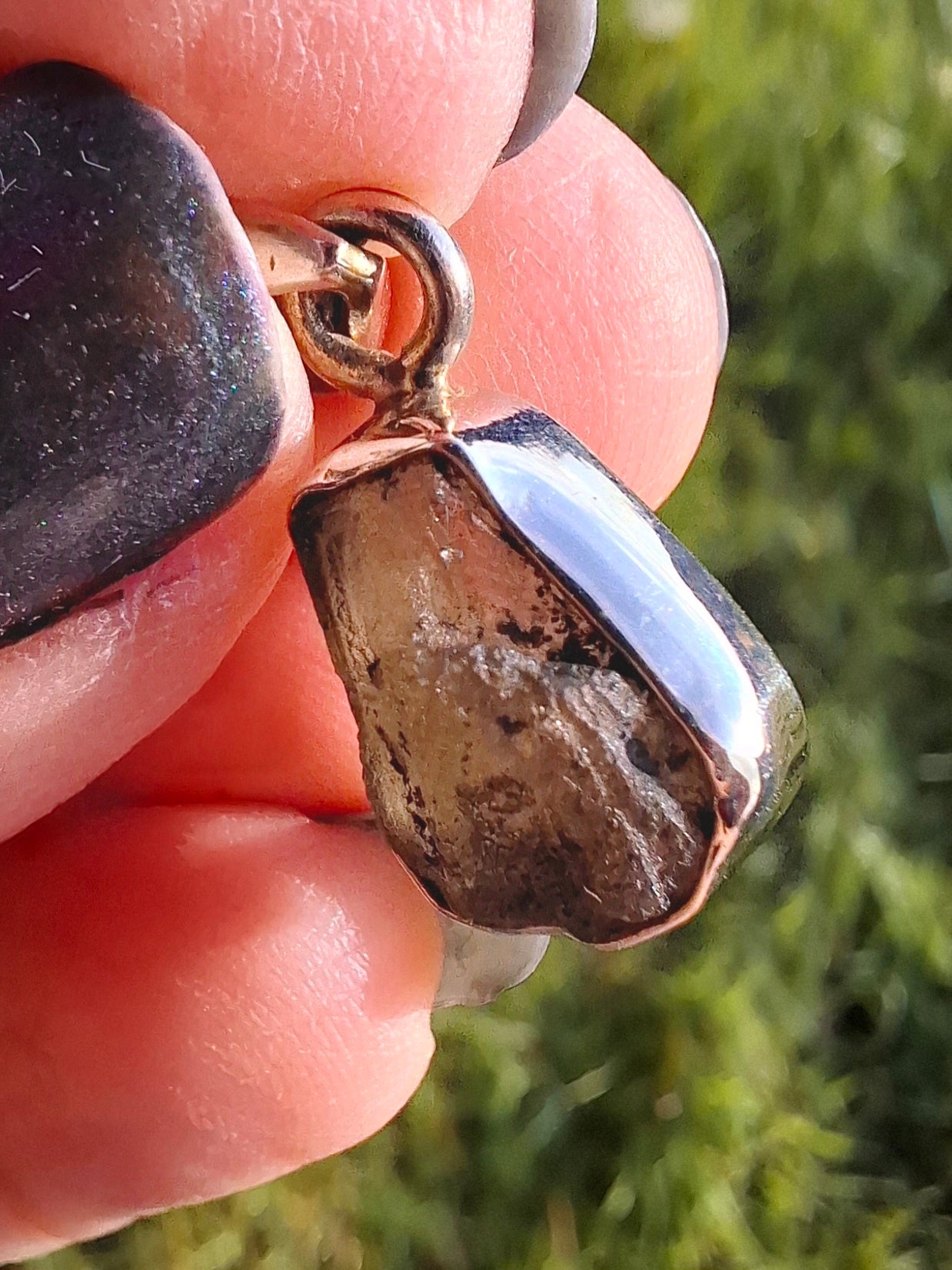 Moldavite Pendant, 925 Silver, Tektite (Ref: P6)