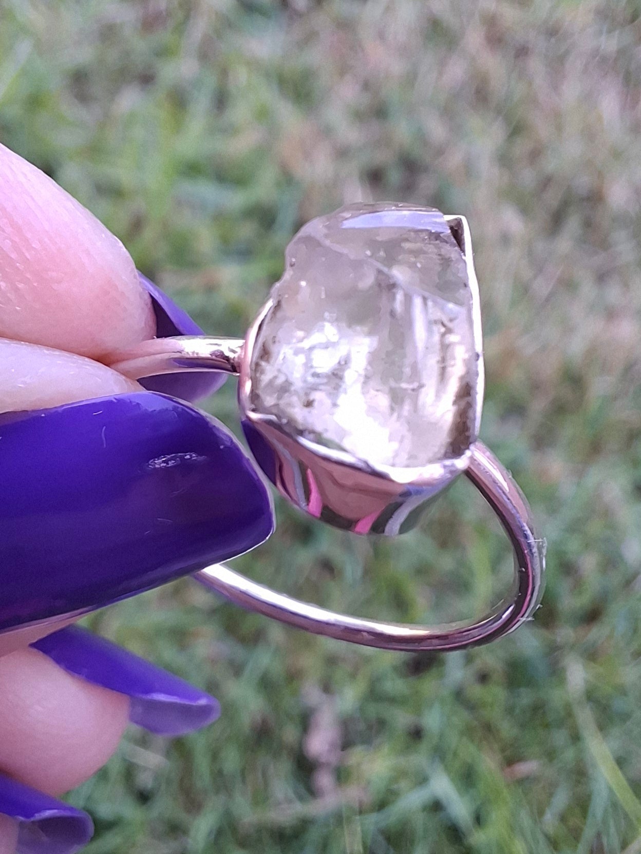 Libyan Desert Glass Ring, size large T, 925 Silver, Tektite (Ref: LR48)