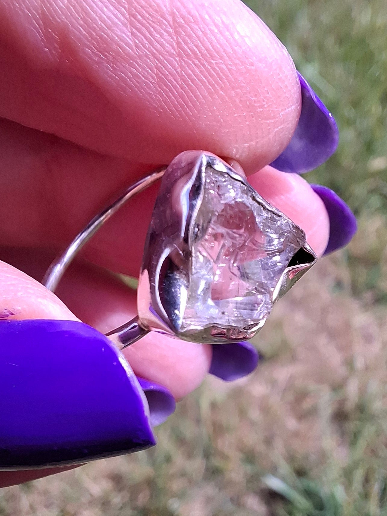 Libyan Desert Glass Ring, size large O, 925 Silver, Tektite (Ref: LR24)