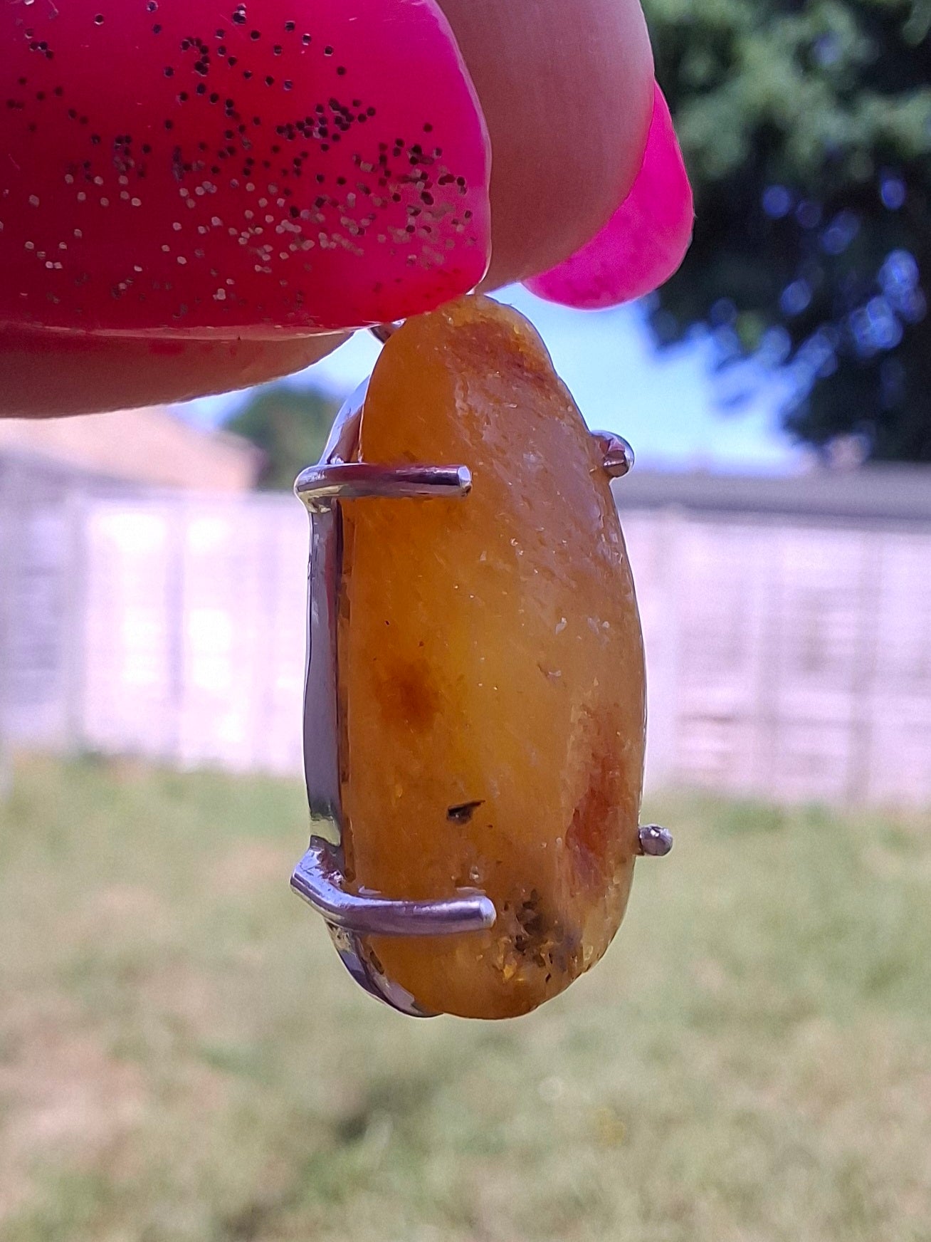 Baltic Amber Pendant, 925 Silver, Fossil (Ref: AP8)
