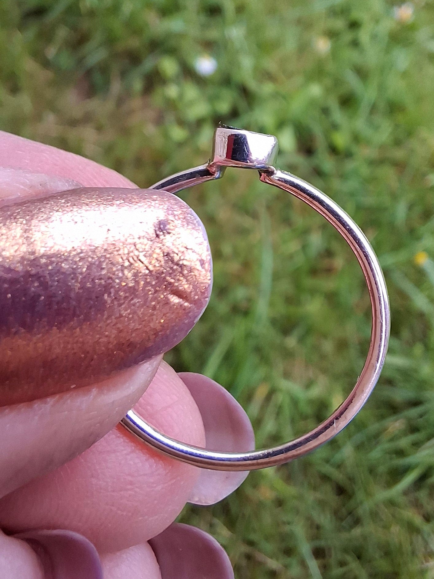 Moldavite Ring, size small R, 925 Silver, Tektite (Ref: R52)