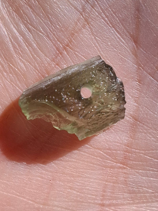 DRILLED, Moldavite Piece, 0.74g, Tektite (Ref: D13)