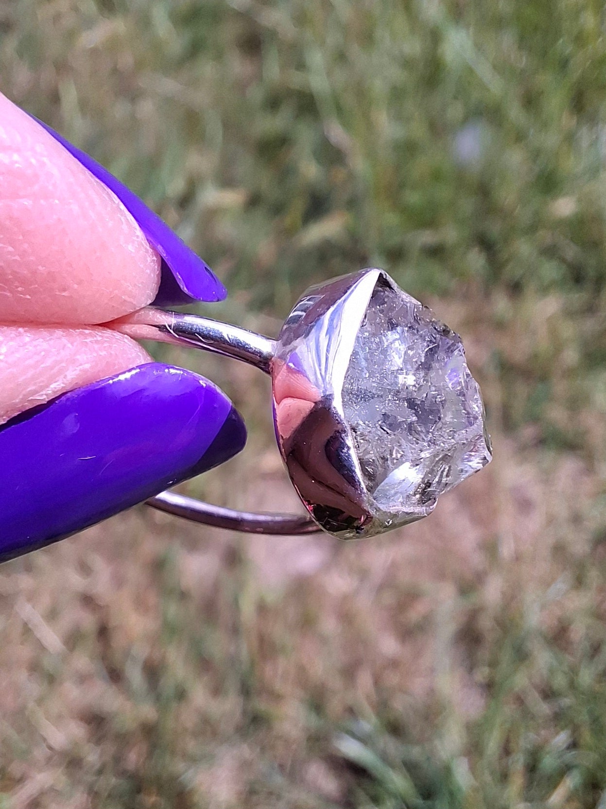 Libyan Desert Glass Ring, size large O, 925 Silver, Tektite (Ref: LR22)