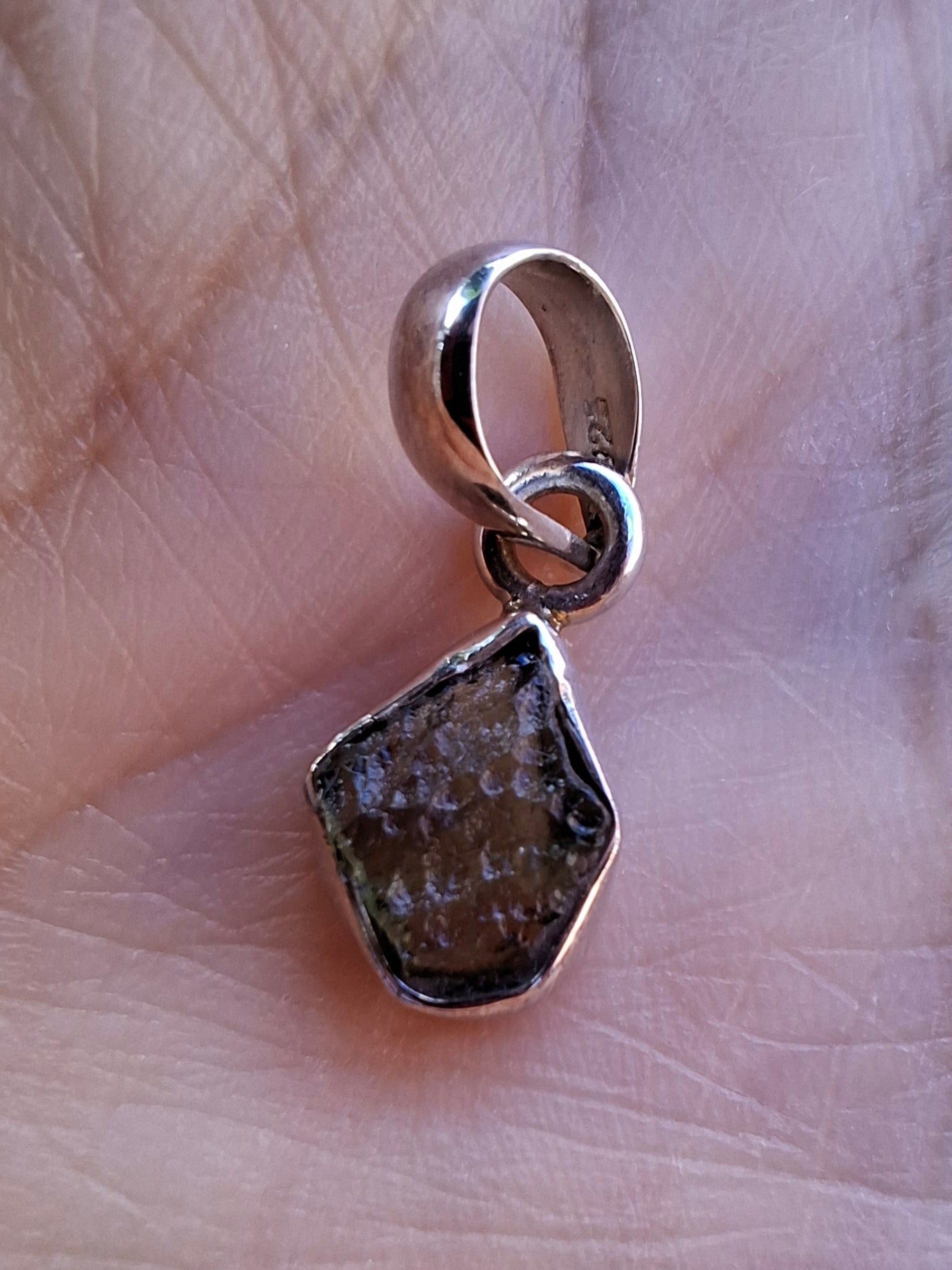 Moldavite Pendant, 925 Silver, Tektite (Ref: P88)