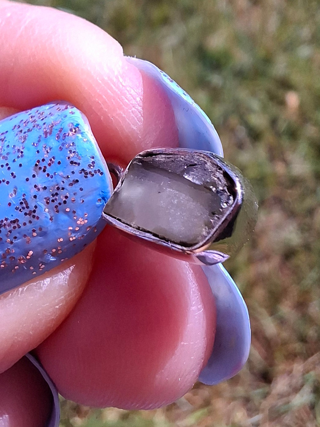 Moldavite Pendant, 925 Silver, Tektite (Ref: P80)