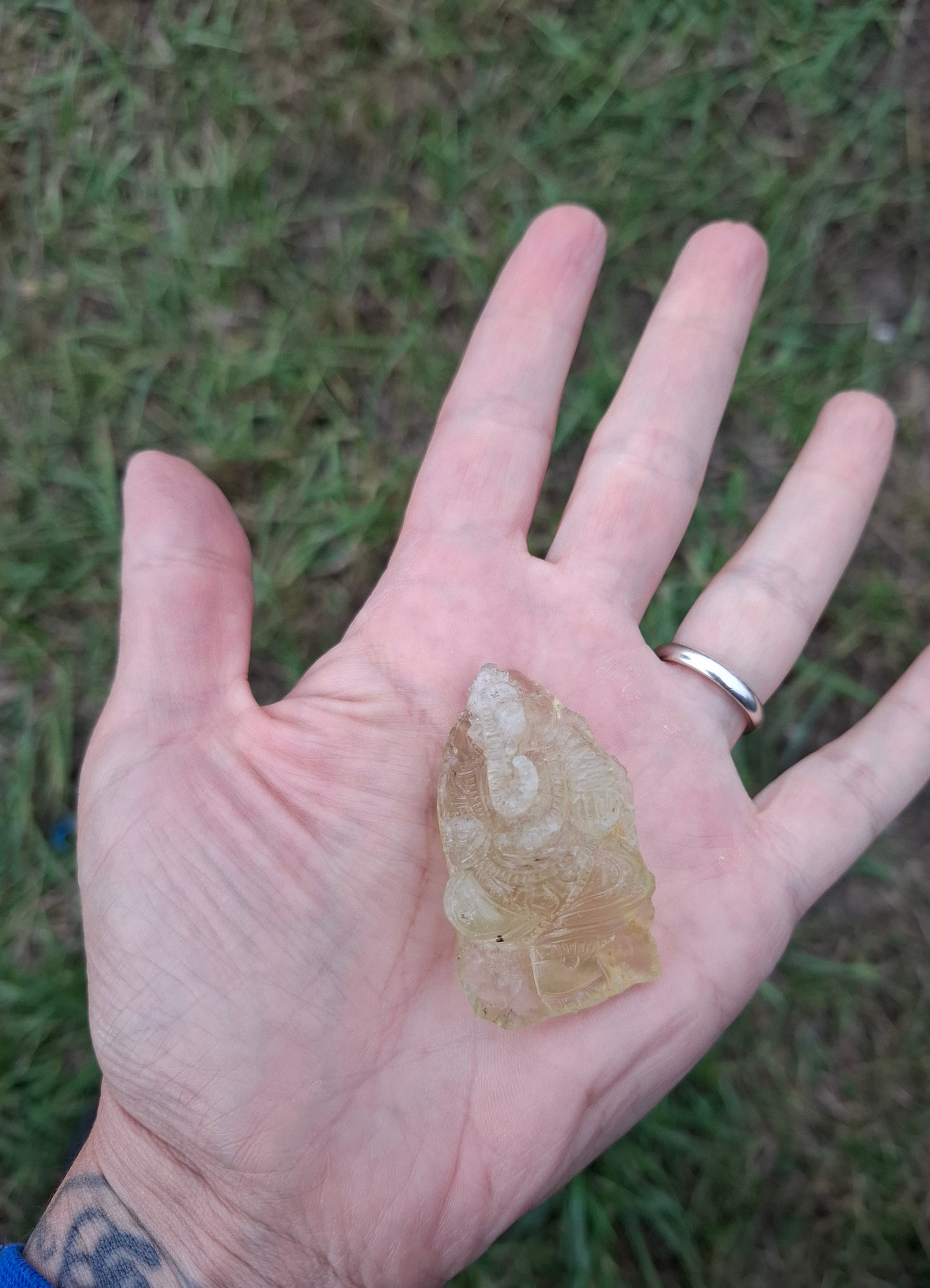Libyan Desert Glass carving, GANESHA, 26.47g, Tektite (Ref: Ganesha1)
