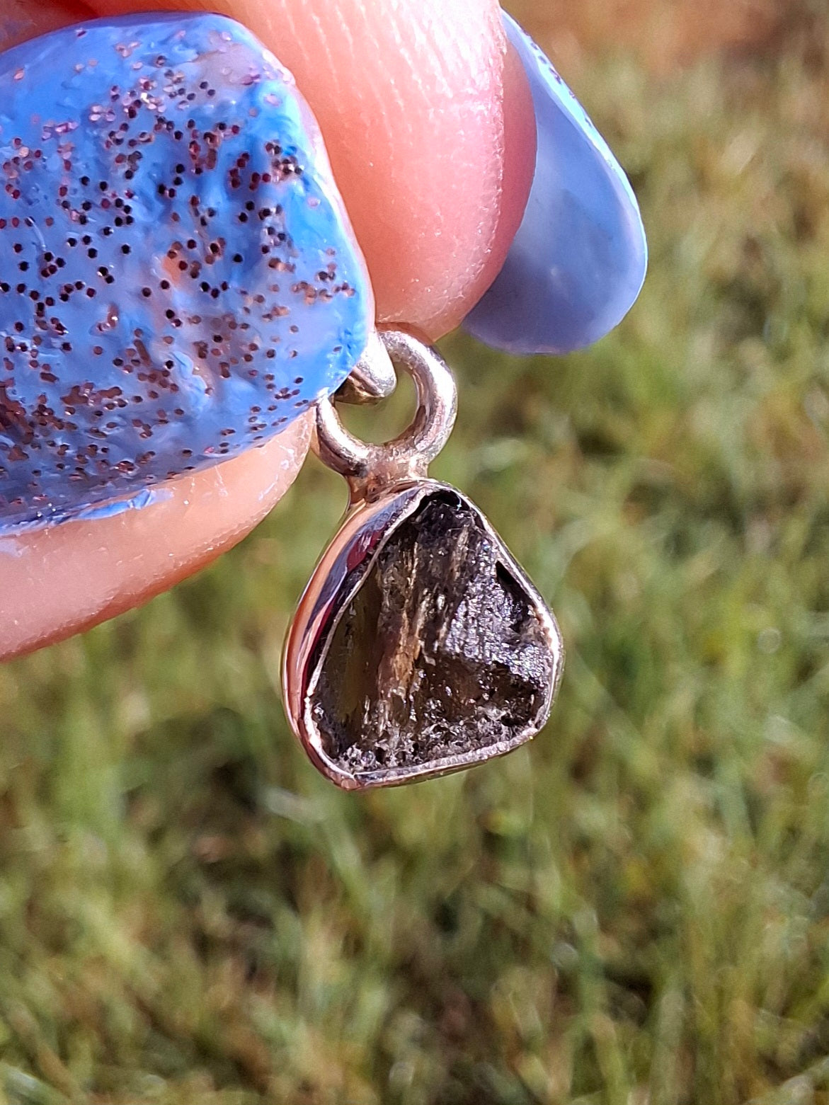 Moldavite Pendant, 925 Silver, Tektite (Ref: P57)