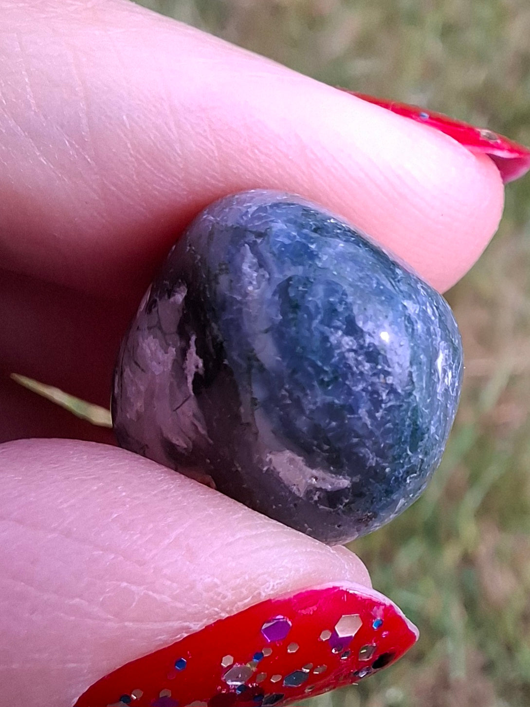 Green Moss Agate, Tumble Stone, Crystal (Ref: T168)