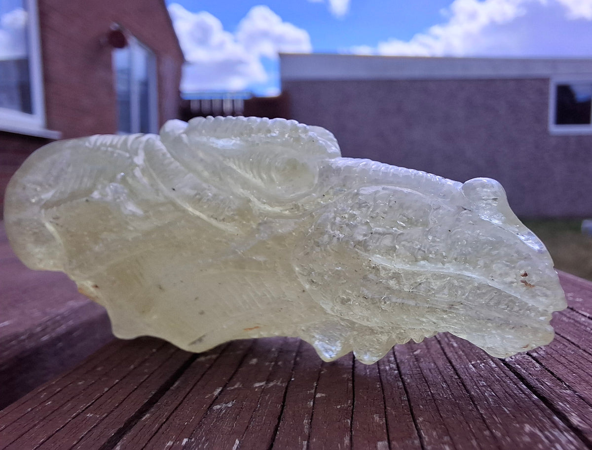 Libyan Desert Glass DRAGON HEAD carving, 48.11g, Tektite (Ref: Dragon4)