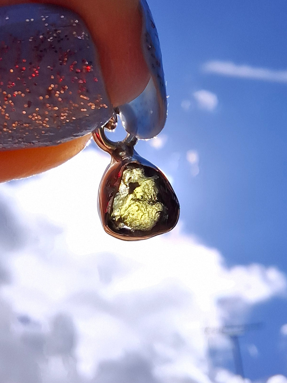 Moldavite Pendant, 925 Silver, Tektite (Ref: P96)