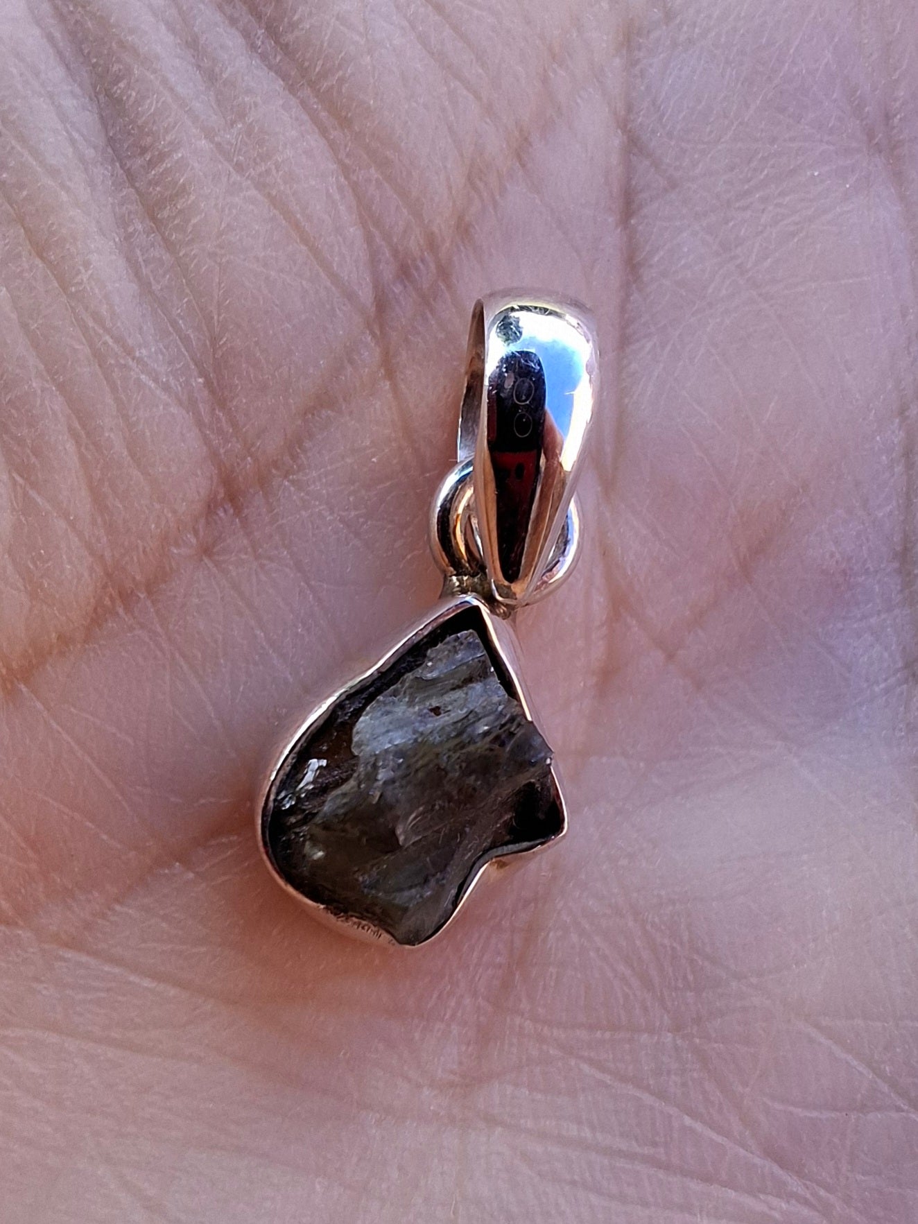 Moldavite Pendant, 925 Silver, Tektite (Ref: P92)