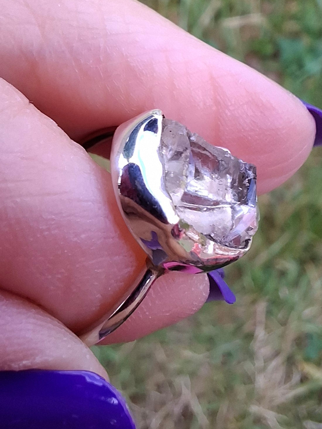 Libyan Desert Glass Ring, size large M, 925 Silver, Tektite (Ref: LR20)