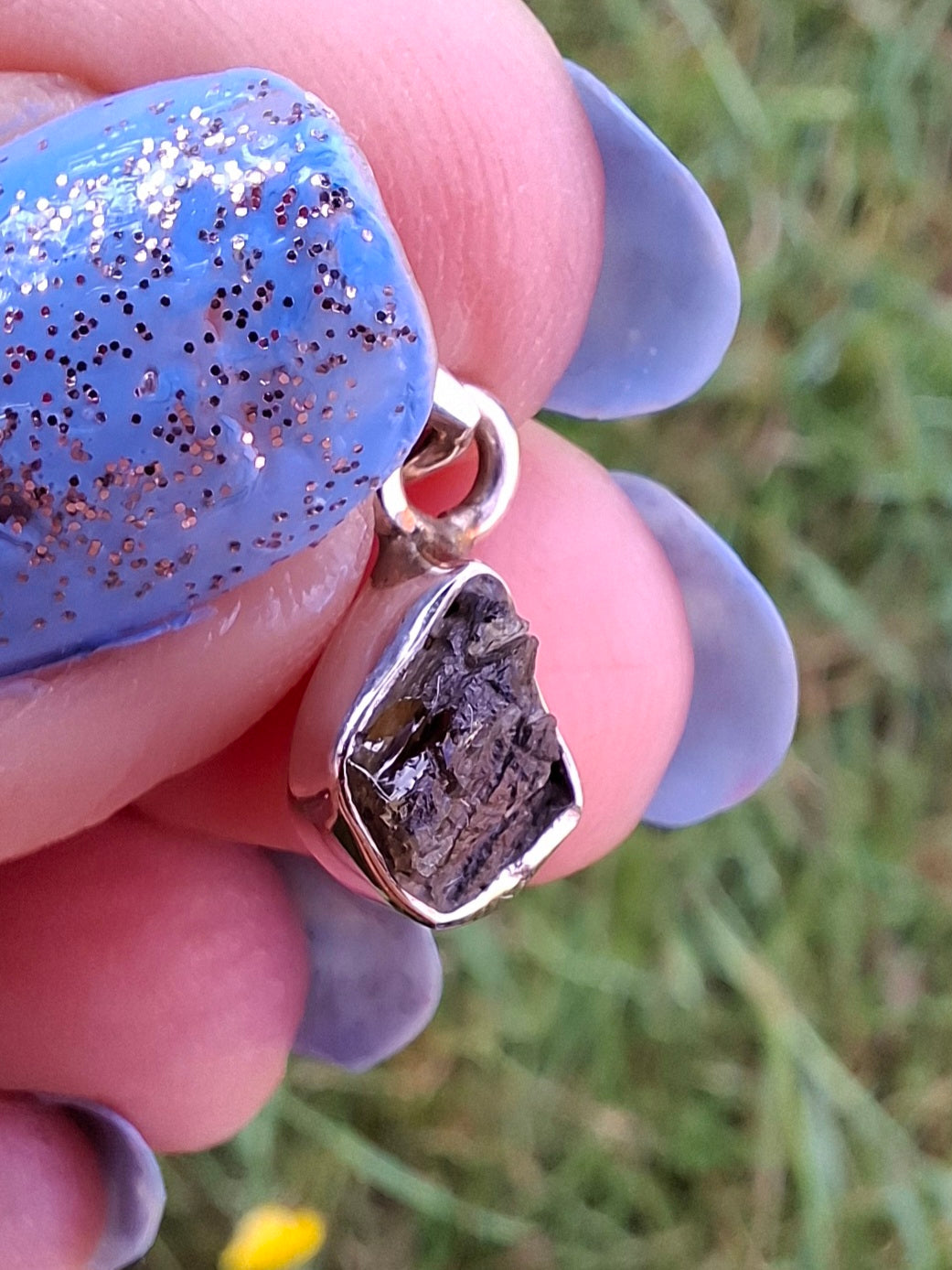 Moldavite Pendant, 925 Silver, Tektite (Ref: P29)