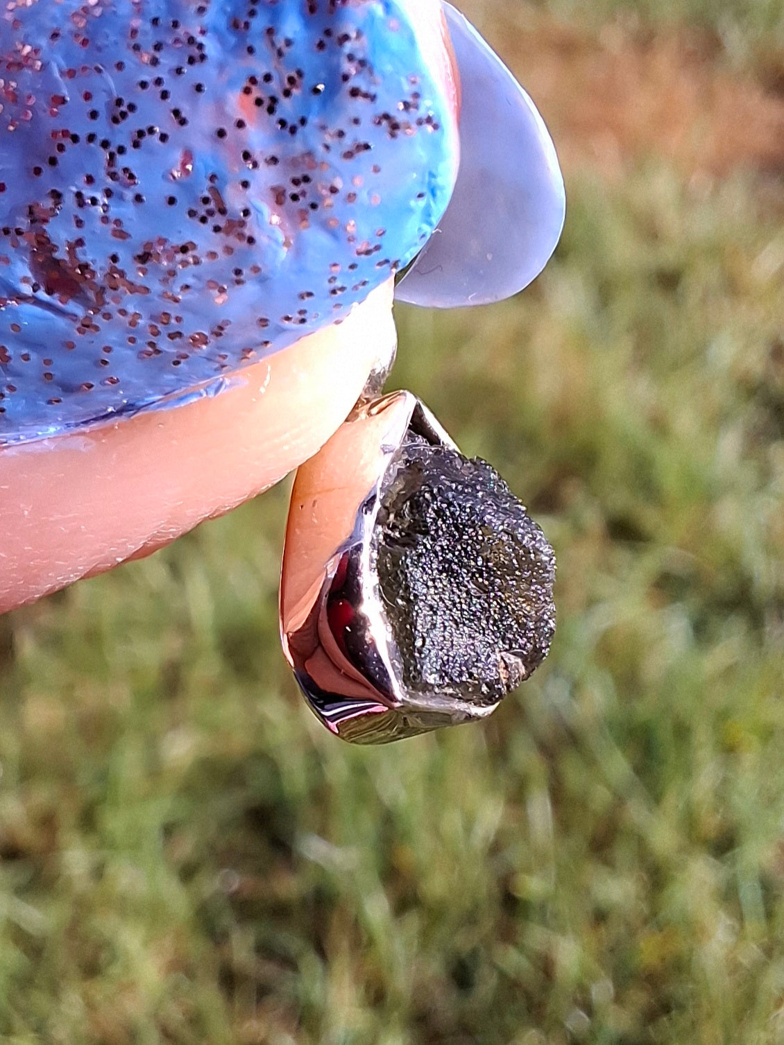 Moldavite Pendant, 925 Silver, Tektite (Ref: P59)