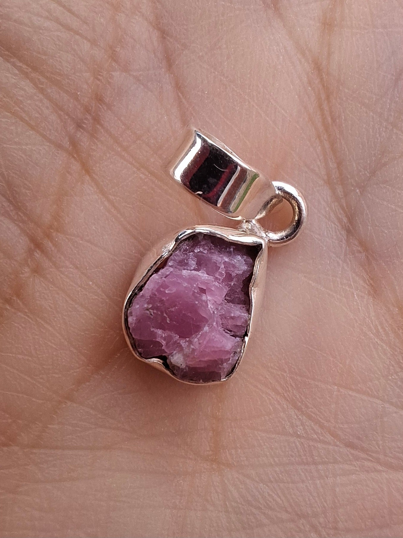 Pink Tourmaline Pendant, 925 Silver, Crystal (Ref: PT10)