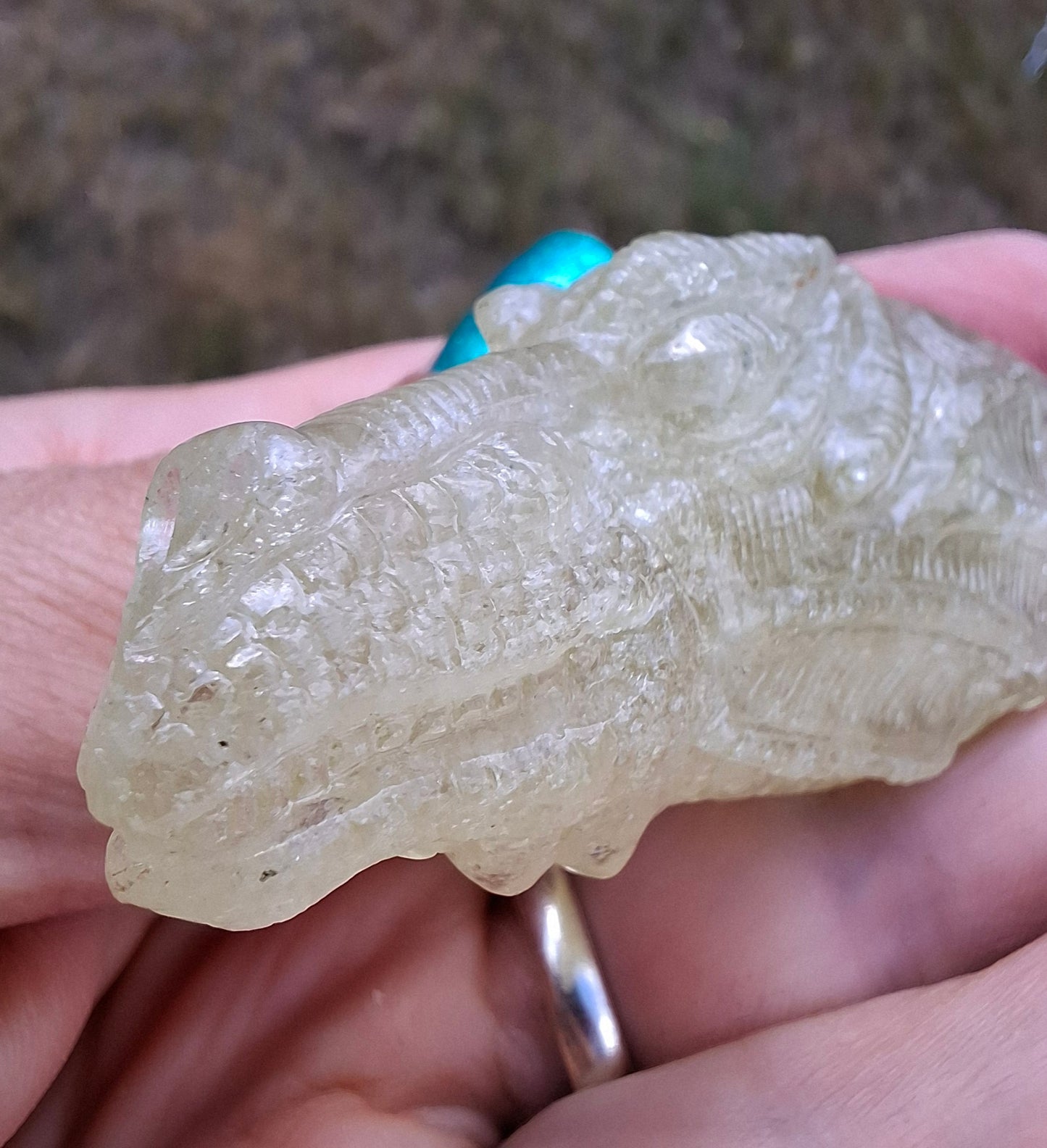 Libyan Desert Glass DRAGON HEAD carving, 48.11g, Tektite (Ref: Dragon4)