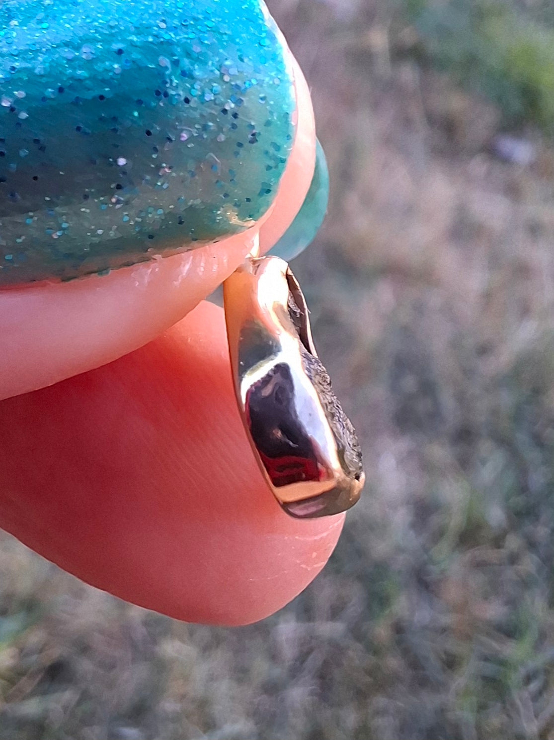 Moldavite Pendant, 14K GOLD Plated, Tektite (Ref: P452)