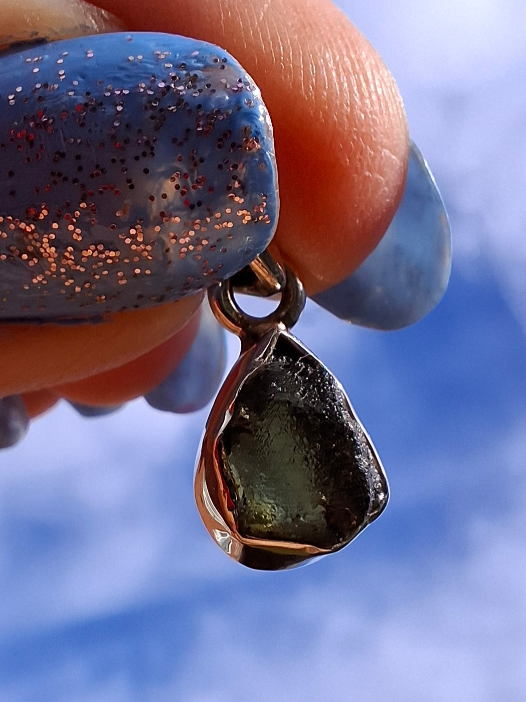 Moldavite Pendant, 925 Silver, Tektite (Ref: P59)
