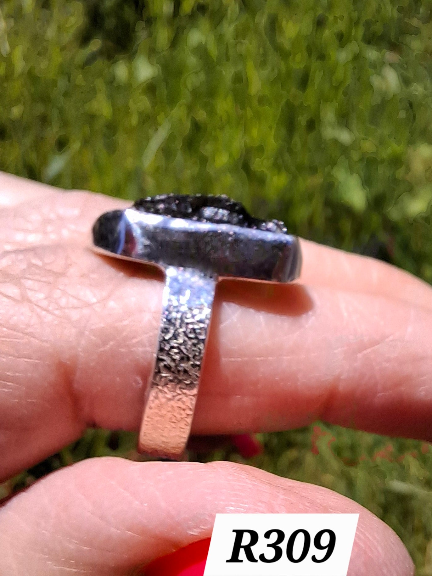 Moldavite Ring, size large M/small N, 925 Silver, Tektite (Ref: R309)