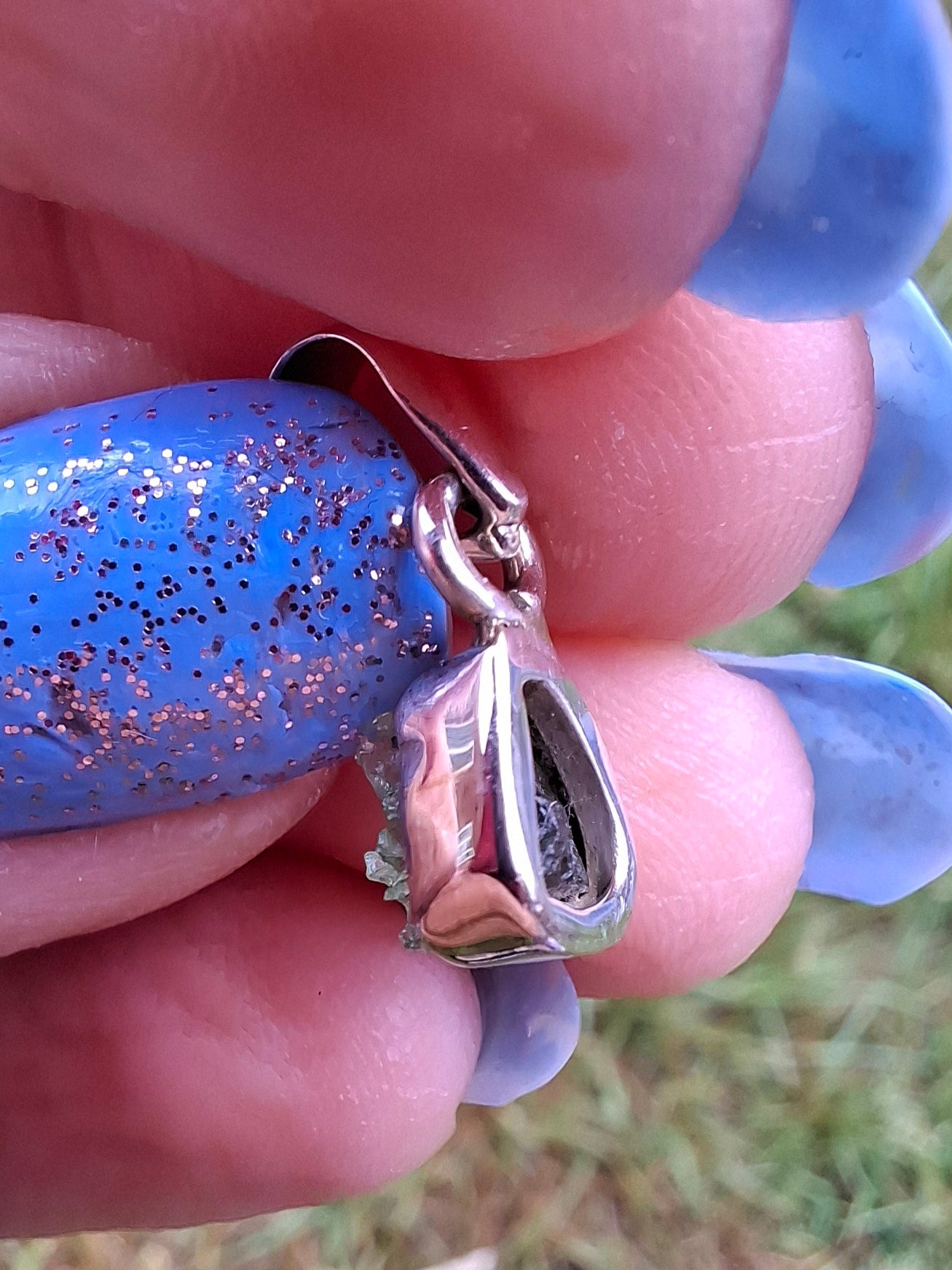 Moldavite Pendant, 925 Silver, Tektite (Ref: P66)