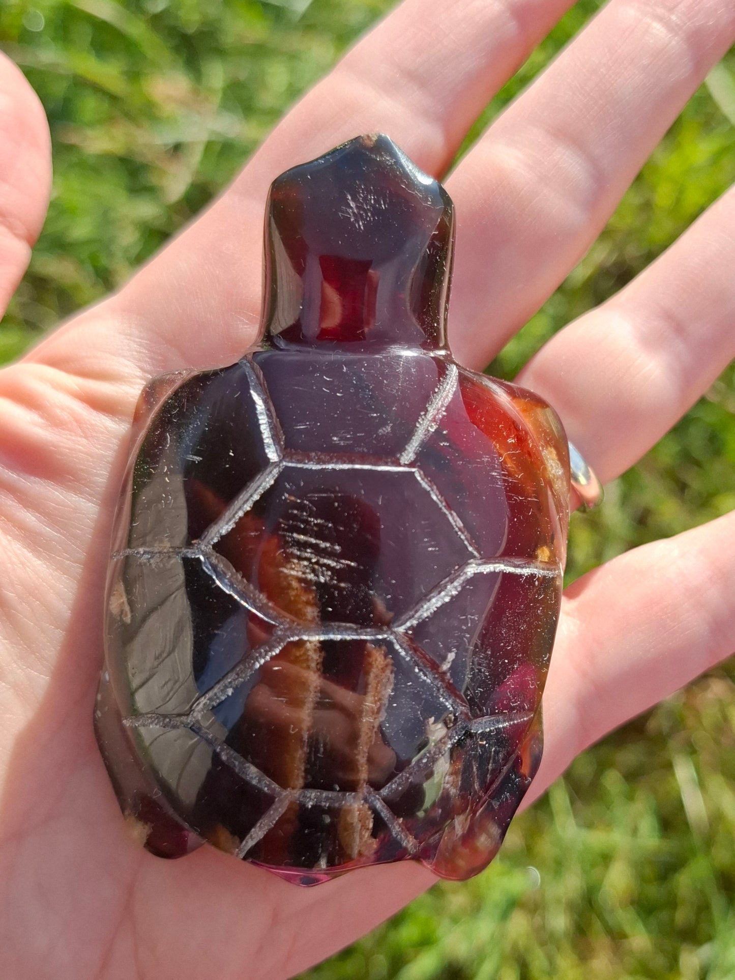 Red Amber Turtle, 52.00g, Carving, Fossil (Ref: TT3)