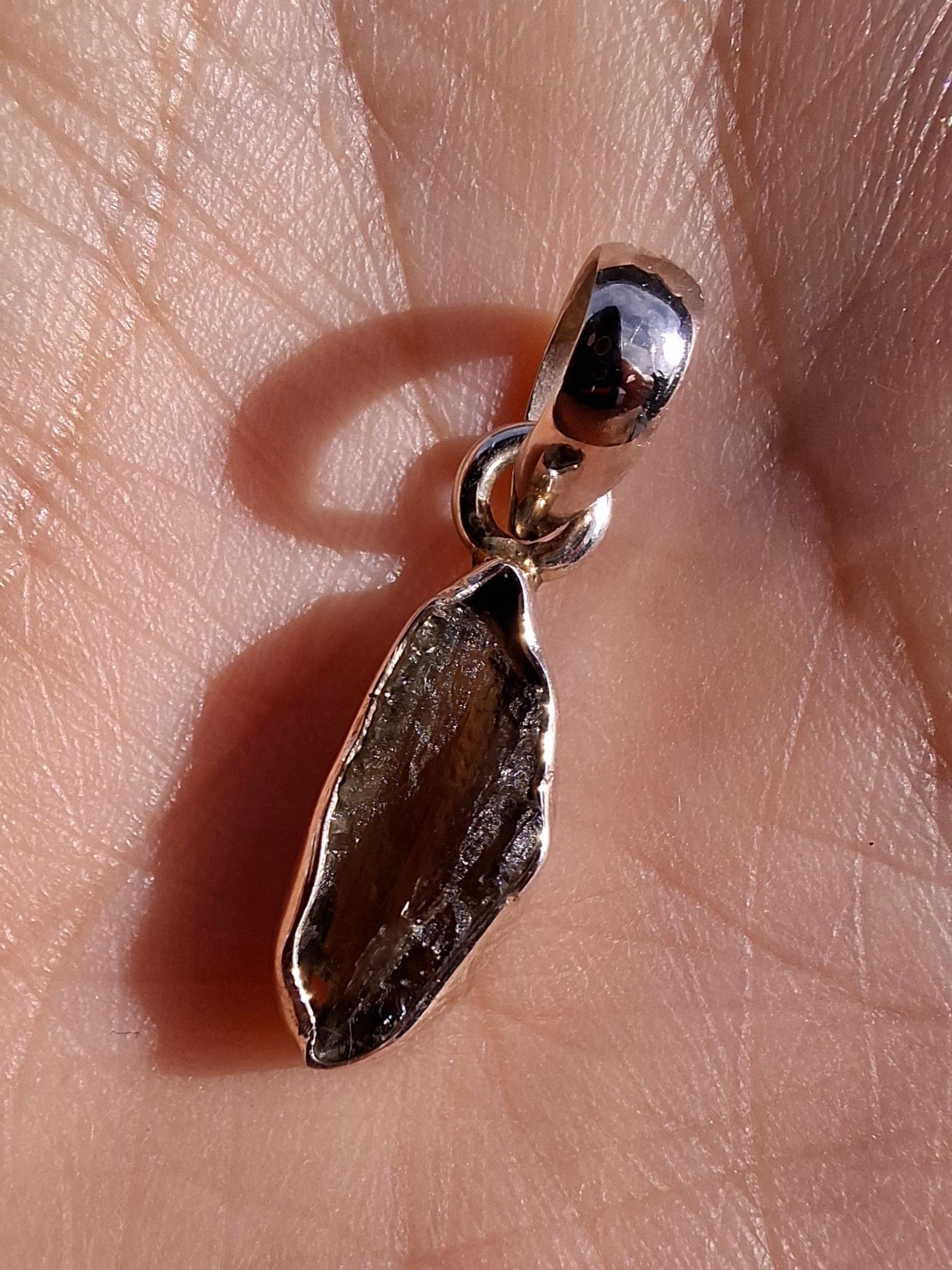 Moldavite Pendant, 925 Silver, Tektite (Ref: P43)