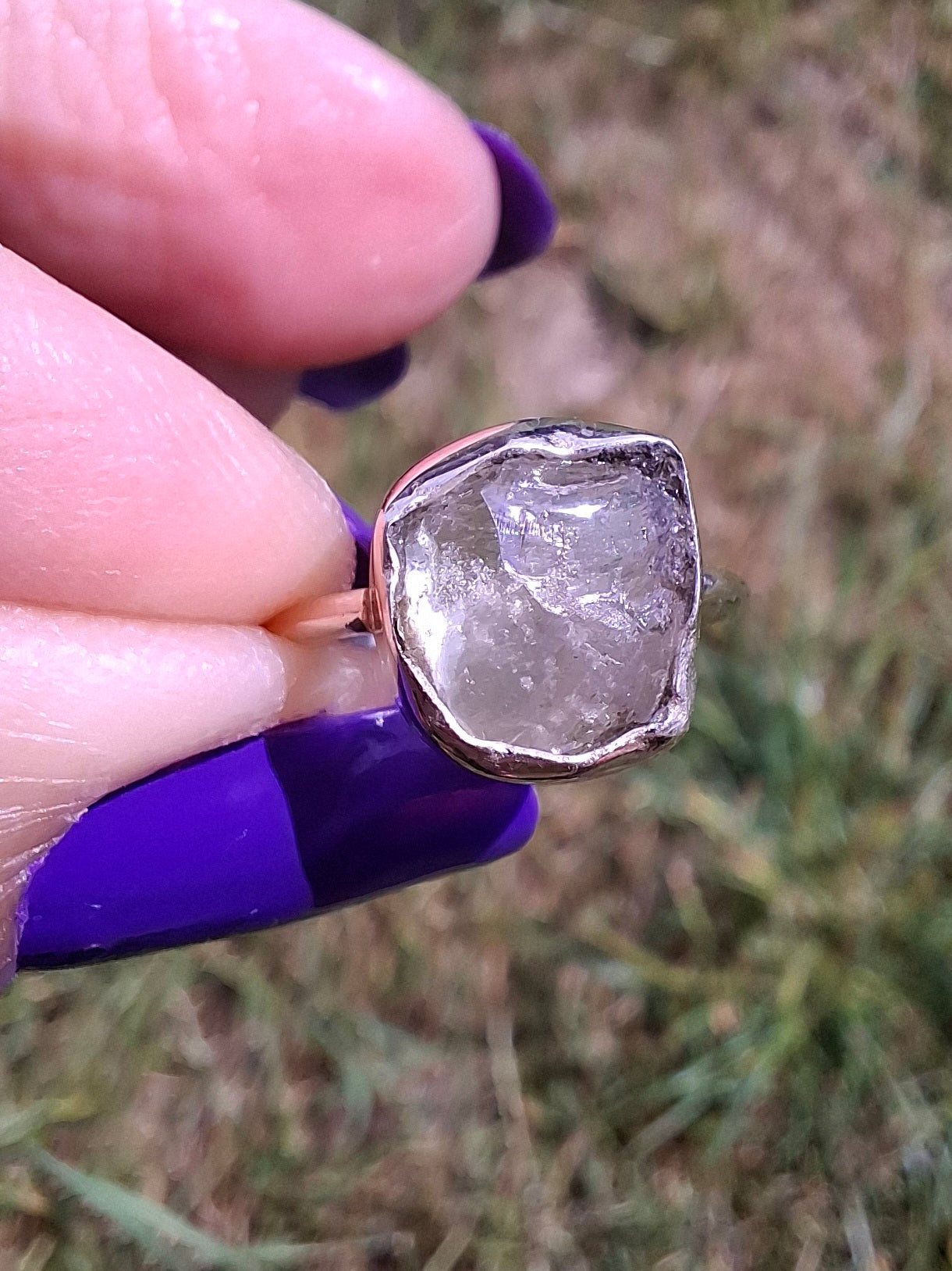 Libyan Desert Glass Ring, size large G/small H, 925 Silver, Tektite (Ref: LR5)